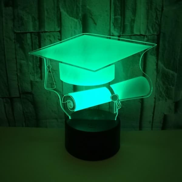 3D Bachelorhat Natlampe USB Strøm Touch Switch LED Dec