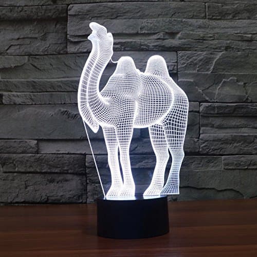 Nyhet Kamel 3D Nattlys LED USB 7 Fargeendring LED Bordlampe Julegave