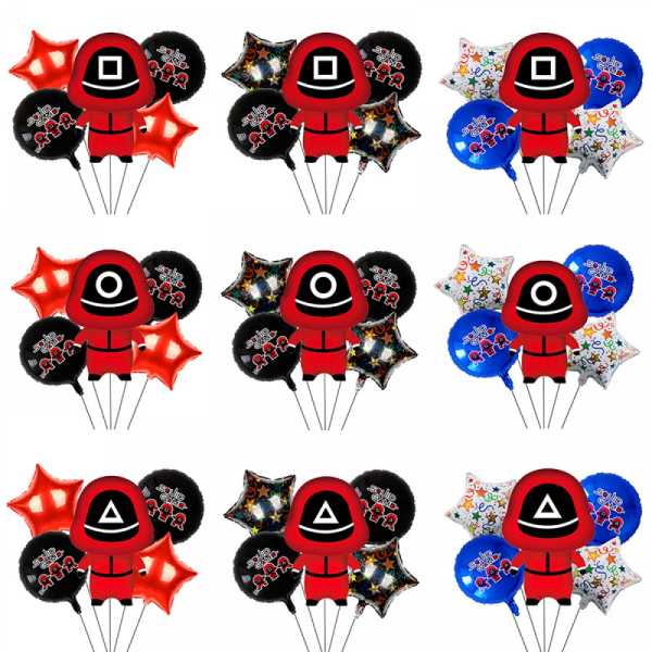 Squid Game Ballong 5 PACK Röd Manager Tema Packag