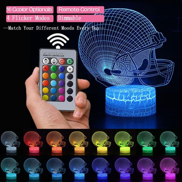 Inouril 3D Effektlampe Illusjon LED Nattlys Fjernkontroll