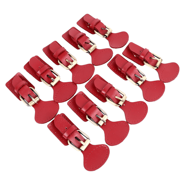 10 set läder sy på knappar stängningar läder tryckknapp sy på spänne för kappa jacka DIY läderhantverk röd