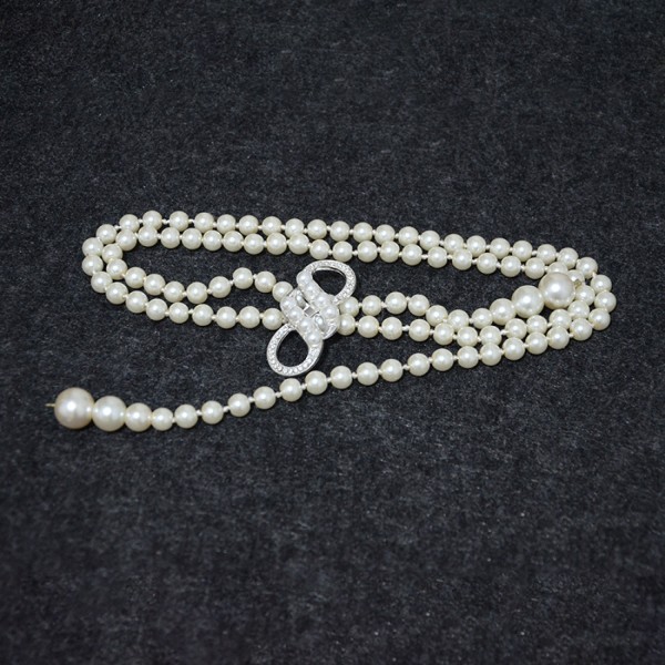 Elegant Imitation Pearl Decorative Metal Waist Chain Waist B F