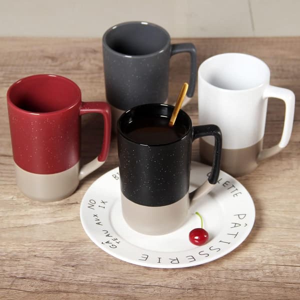 Stor kaffekopp 47 cl, tofarget kombinasjon stor keramisk tekopp