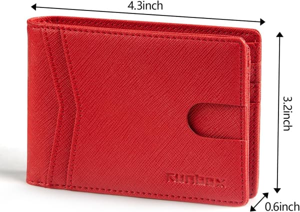 Plånböcker för män 15 kortfodral Slim Rfid Läder 2 ID-fönster med presentförpackning Herrtillbehör A pure red