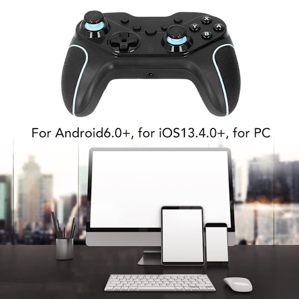 Trådløs controller med seks akser, følsom rocker, programmerbar knap, gamepad til spillekonsol, grøn/sort