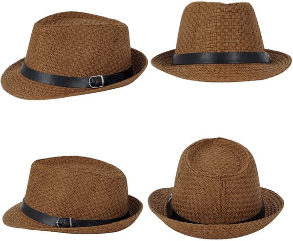 Sommer Strå Fedora Hat Kort Skygge Panama Solhat Trilby Bea Black