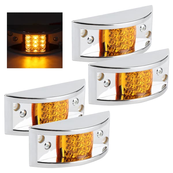 4 stk Sidemarkerlys 12 LED Amber Blinklys Klarsignal Lampe Bilutskifting