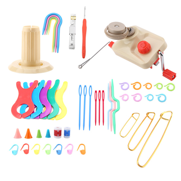 Stickningsull Garnvinda Kit med Garnvinda Stift Räknare Tum Meter Vävverktyg Set