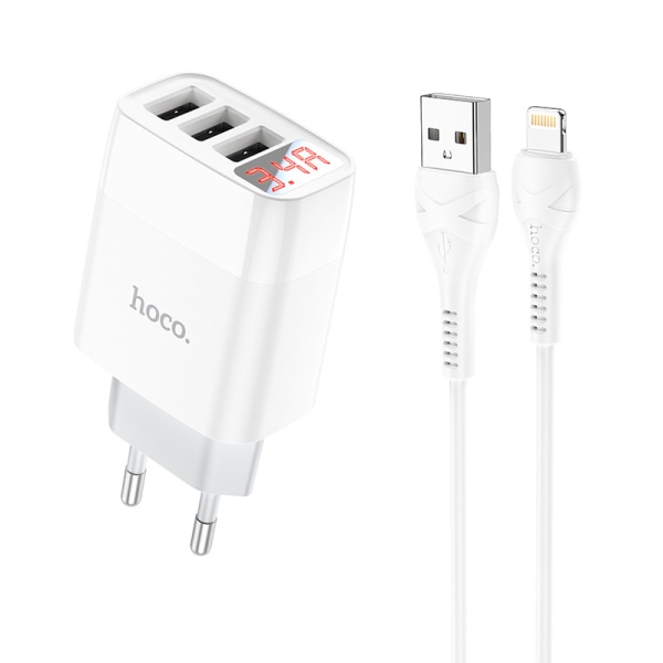 hoco. C93A laddare med tre portar och digital display för Apple Andr