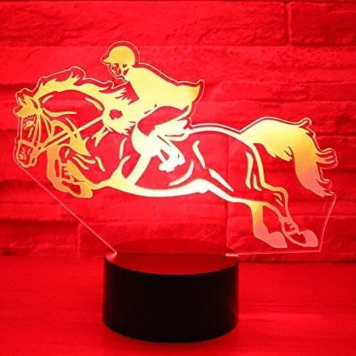 Hesteveddeløp 3D LED Nattlys 7 Farger Endrende Lampe USB V