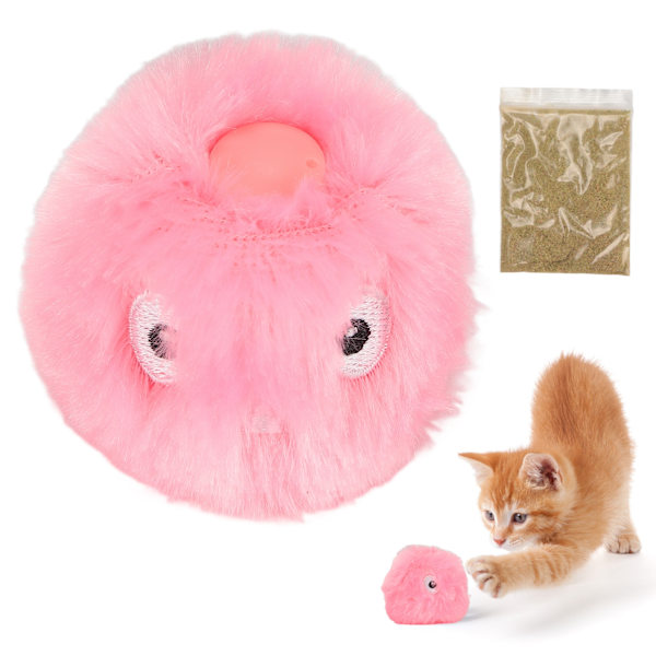 Mjuk katt leksak bollar fluffig katt leksak med verklighetstrogna djur ljud och kattmynta för katt övningRosa (fågel ljud )
