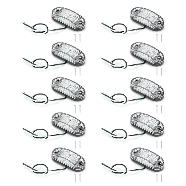 10 kpl 2LED Sivuvalot Vilkkuvalot 10-30V Vedenpitävä Perävalolle Kuorma-autolle Valkoinen