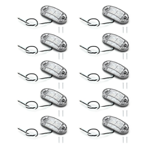 10 stk 2LED Sidelys Blinklys 10-30V Vanntett for Baklys Lastebil Hvit
