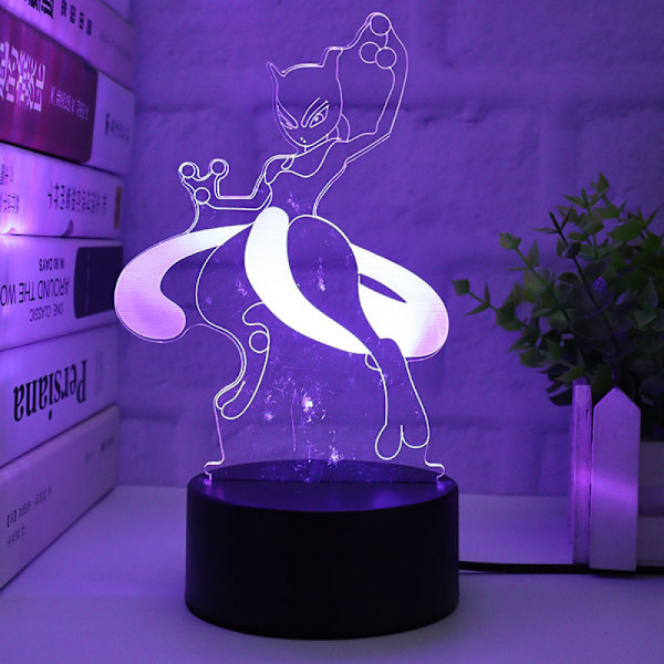 3D-illuusioyövalo, musta USB-kosketus seitsemän väriä, 16 väriä voidaan vaihtaa kaukosäätimellä (3D-lamppu-Q8) Type 5