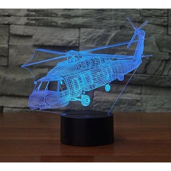 3D-plan helikopter nattljus touch bordsskiva optisk illusion