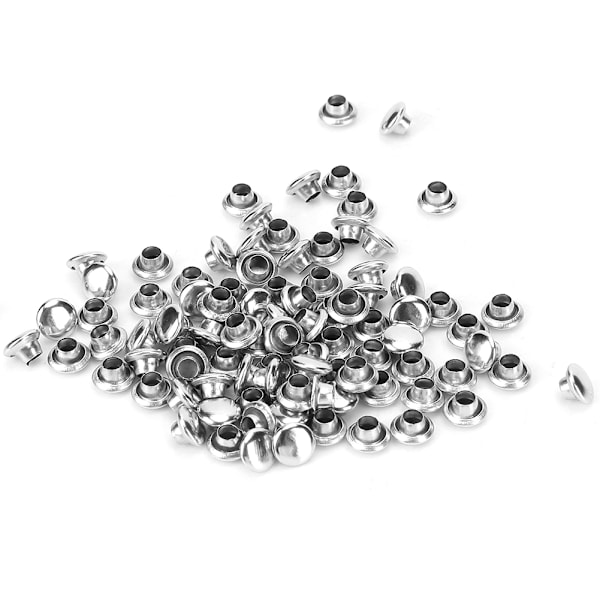 500 stk. sølvfarvede dobbeltkappede runde svampeformede metalnitter til læderhåndværk (8x8)