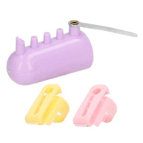 3 st stickade fingerborg i plast, lila, rosa, gul, blank utseende, bärbar garnguide, separerad garnfingerhållare för mamma