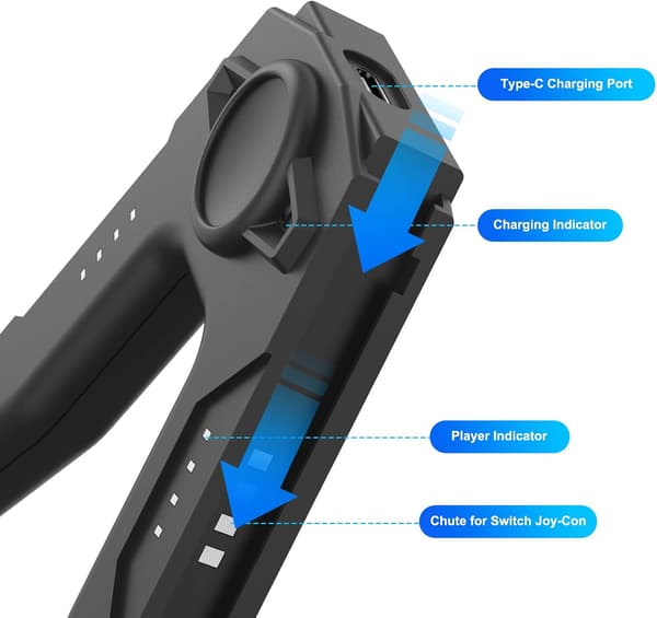 Lading håndgrep for NS Switch & OLED-modell - Kontrollerladerholder med indikator for Switch