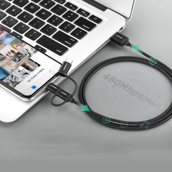 3-in-1-kaapeli, Lightning/Type C/Micro USB -kaapeli iPhonelle, i