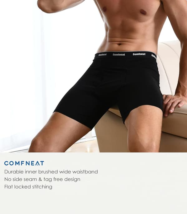 Herre 6-pakning Boxer Briefs Bløde Åndbare Undertøj S-XXL Open Fly Black Grey L