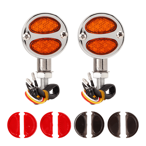 1 Par Motorcykel LED Blinkers Dubbel Färg Indikator Blinkers 12V Universal för Motorcykel Förkromning