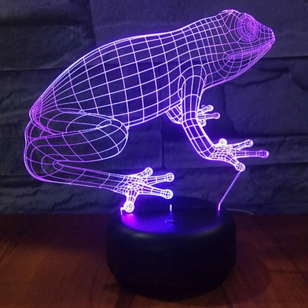 3D Groda Nattlampa Bord Skrivbord Optisk Illusion Lampor 7 Colo