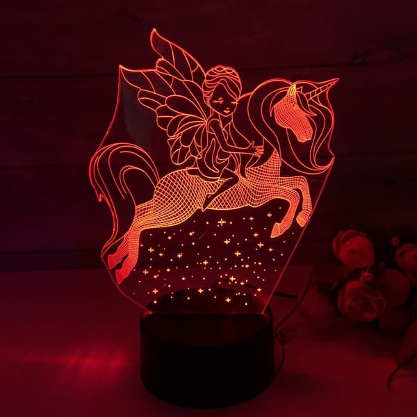 3D LED Natlamper, 3D Illusionslampe 7 Farver Skiftende