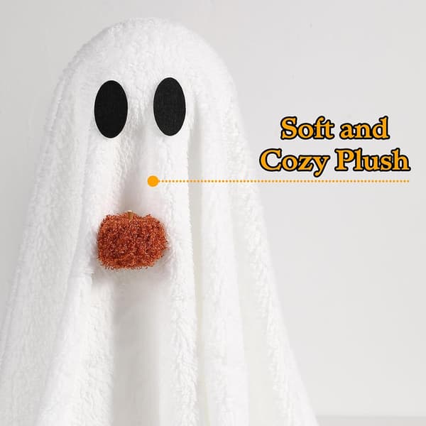 2-pack lysande Sherpa-spöken med pumpa – Halloween inomhus bords- och festdekoration