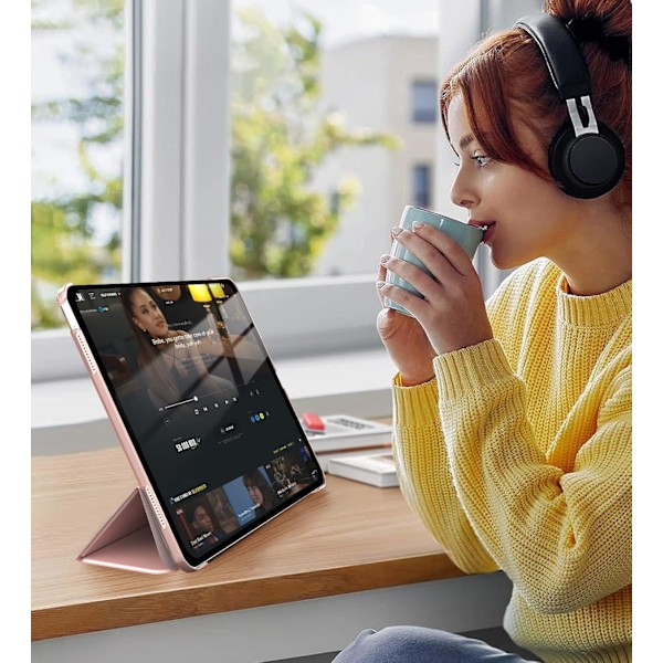 Fodral för iPad Air 11 tum, Slim Ställskydd för iPad Air 11-tum, Stöd för Touch ID, Auto Wake/Sleep Smart Skal med Genomskinlig Ba Rose Gold ipad Air 11 (2024)