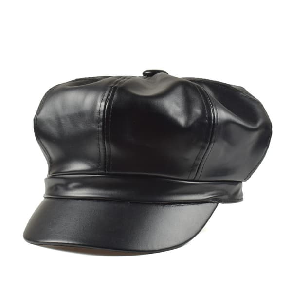 8-panel Newsboy-kasketter til kvinder, PU-læder Cabbie Painter H