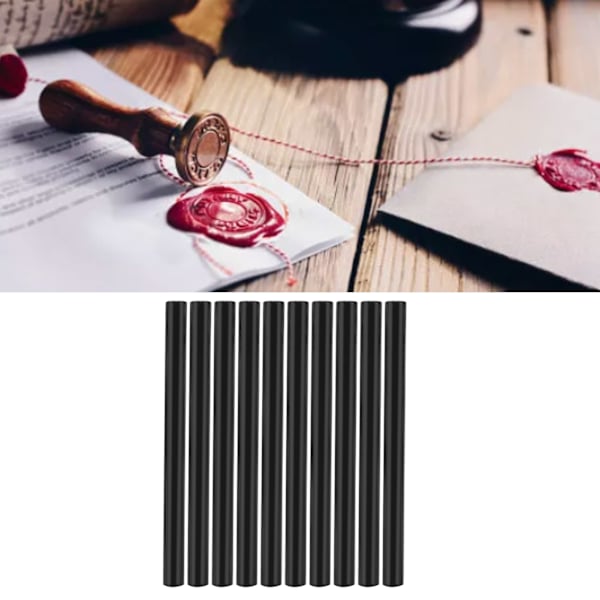 10 kpl tiivistysvahapuikkoa monivärisiä pieniä pyöreitä leimasintyökaluja DIY-kutsukorttikirjekuoriin Black