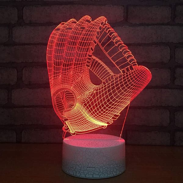 Baseballhandsker 3D Visuel Optisk Illusion Natlampe Akryl