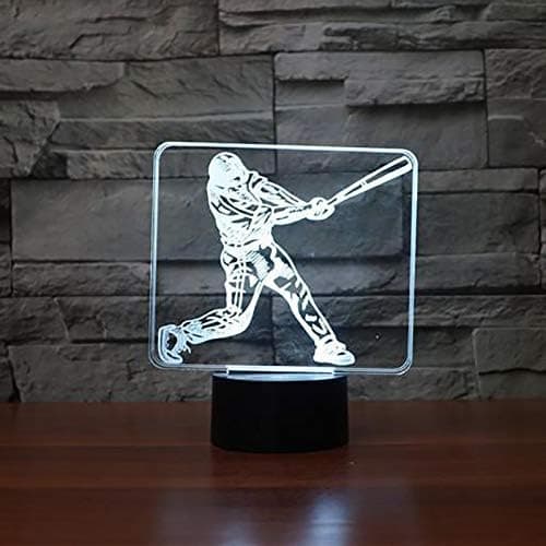 3D Baseballspiller Nattlys Berørings Bord Skrivebord Optisk Illusjon