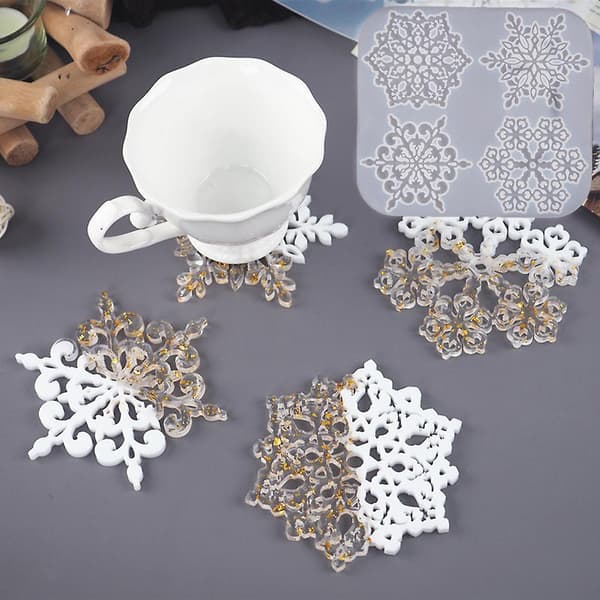 Snøfnugg Brikkeform 4 Tommers Brikke Silikonform DIY Geo
