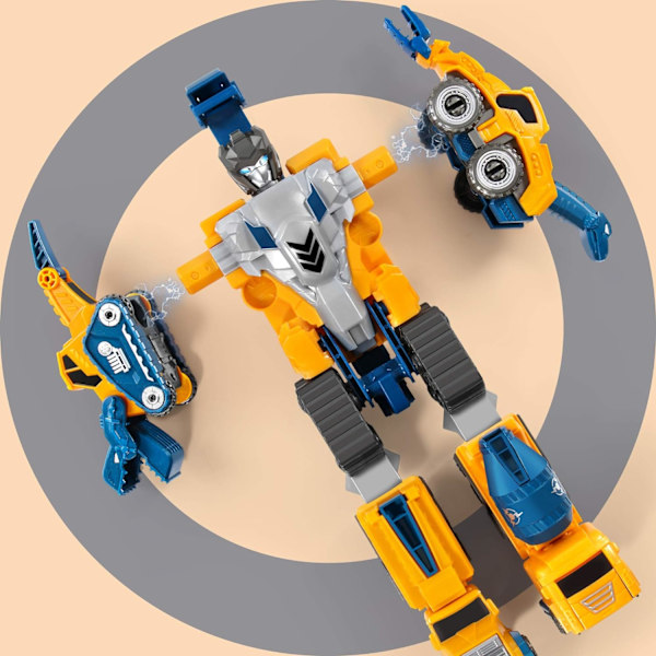Robot-byggekøretøjer til småbørn, 5-delt sæt med transformerende robotter til børn, magnetiske legetøj med holdbare forbindelser, nem gør-det-selv-samlingsfunktion, 5-i-1-legetøj