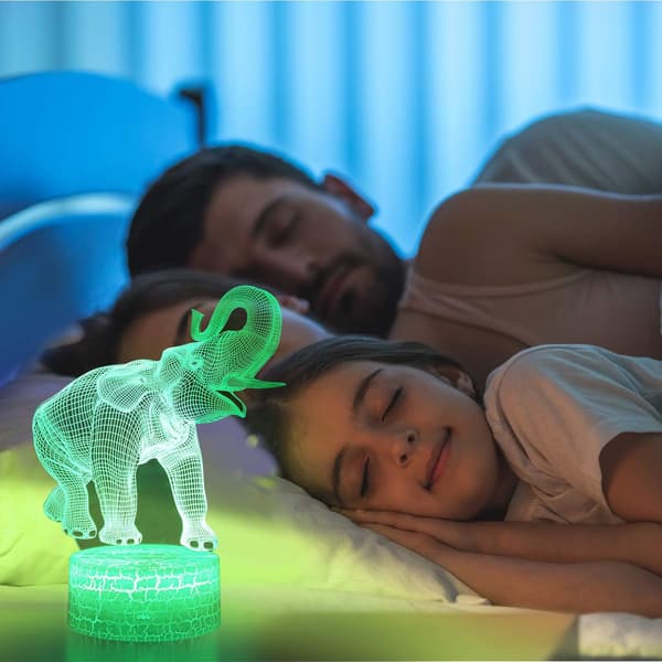 Elefant 3D Illusionslampa, 3D Nattlampa för Barn, Elefantpresent