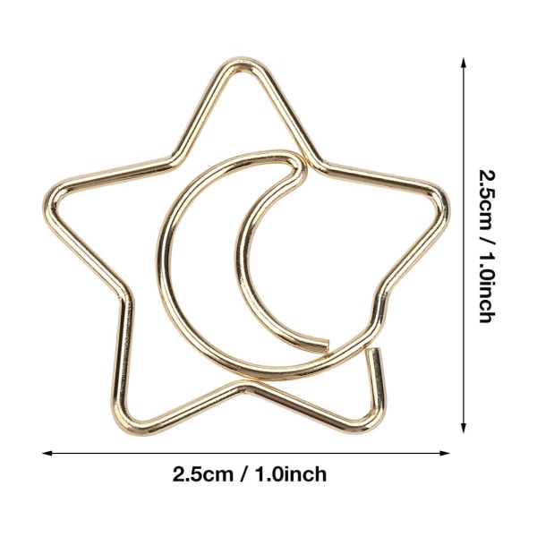 10 stk. plastbelagte elektroplettering stjerne måne papirclips sjove bogmærke markering clips guld
