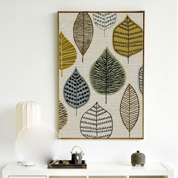 Blad och geometri väggkonst canvas tryck affisch, enkel abstrakt konst ritning De