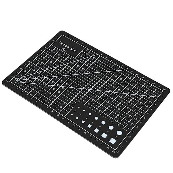A5 rutnät PVC skärmatta Självläkande papper Läder Tyg Skärbräda (Svart)