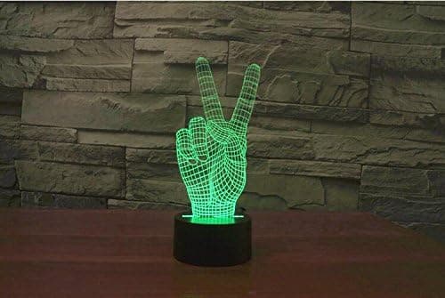 3D Victory Sign Gest Nattlys Touch Bord Skrivebord Optisk