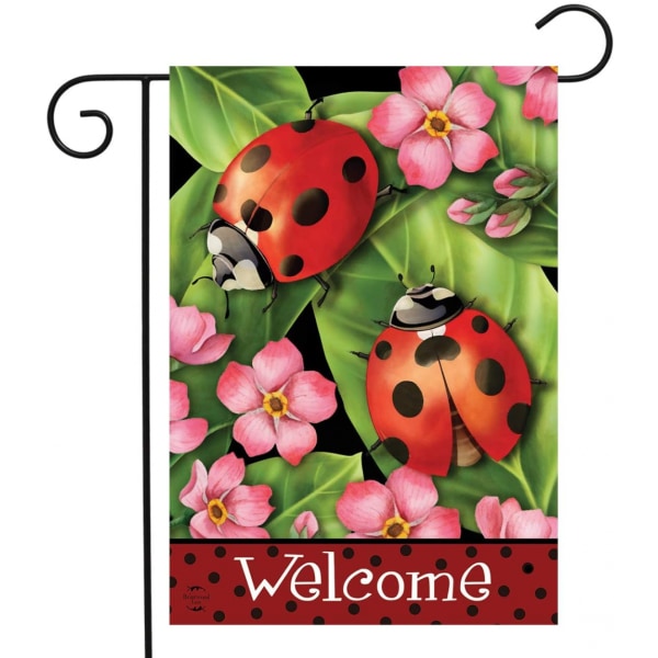 Ladybugs on Leaves Spring Garden Flag Welcome Floral 12,5" x 18"