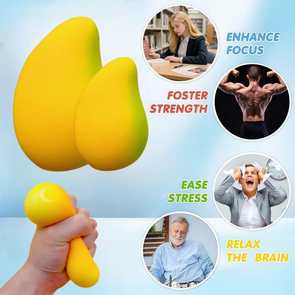 Guld Mango Squishy Legetøj, Hurtig Rebound Simulation Frugt Stressaflastningsbold, Blødt Sensorisk Angstlindrende Fidget Håndlegetøj yellow