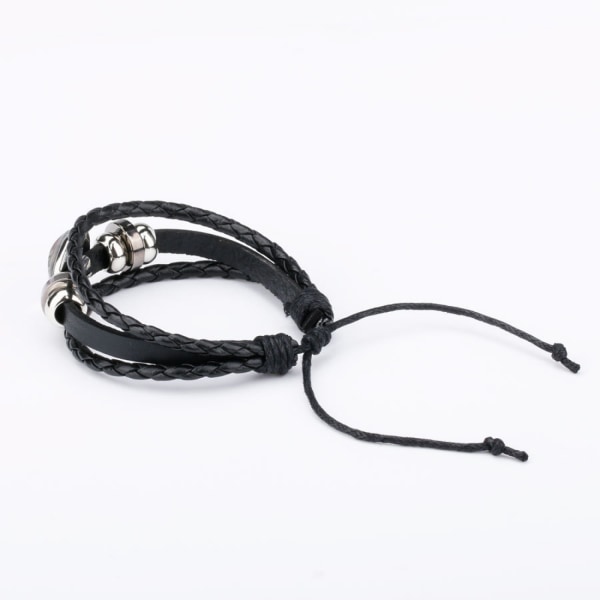Justerbart varg flätat läderarmband - Sött armband C