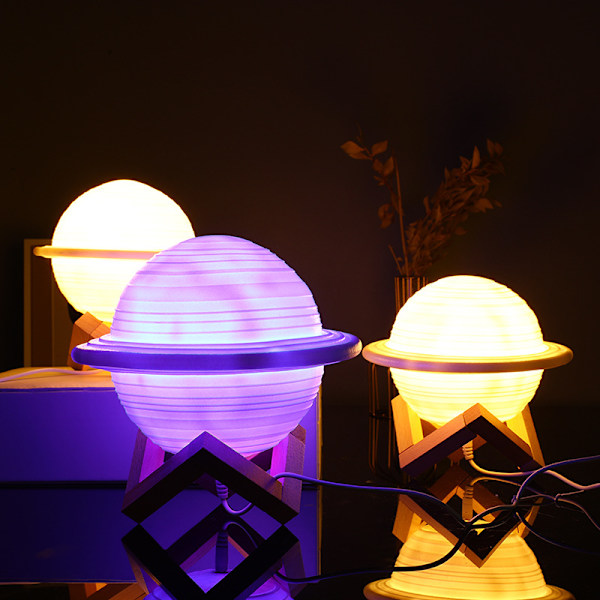 3D planet lys Saturn lys led natlys kreativ gave