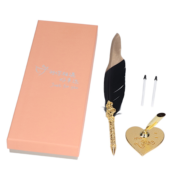Fjerpen Glat Pen Elegant Strømlinet Krop Exquisite Elegant Fint Håndværk Quill Pen til Skrivning TegningGolden Sort