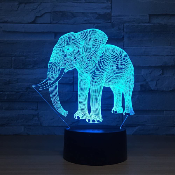 Elefant Visuell 3D Lampe Illusjon 2D Nattelys Jul Jul Festival Bursdag Valentinsdag Elskere Gave
