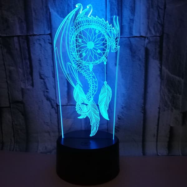 Vindspil Natlampe, 3D Illusionslampe, 7 Farver Skiftende