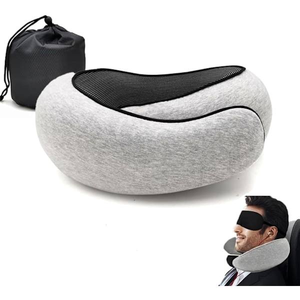 Rejse Nakkepude, Memory Foam Rejse Nakkepude, 360 Graders Komfort og Åndbarhed, Flyrejse Nakkepude, Sammenklappelig U-formet Pude Grey