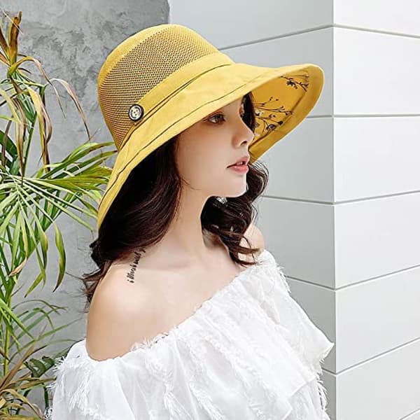 Dam solhatt i mesh, sommar UV-skydd, bred brätte, strand F
