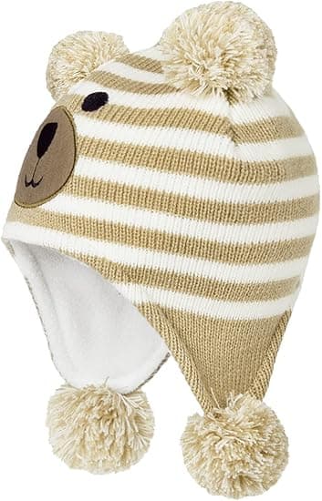 Børnehat Vinter Fleeceforet Hat Strikket Øreklapper Børnehatte Spædbarn Toddler Hatte til Drenge Piger Beige S